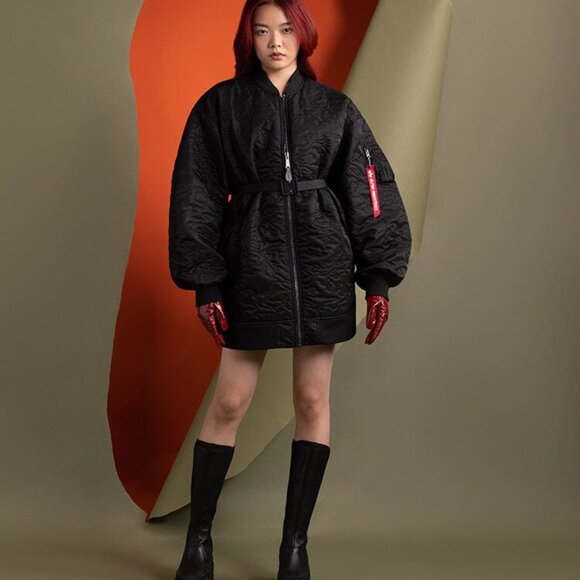 Alpha Industries Women's Camo Quilted Belted MA-1 Bomber Jacket - Picture 1 of 5